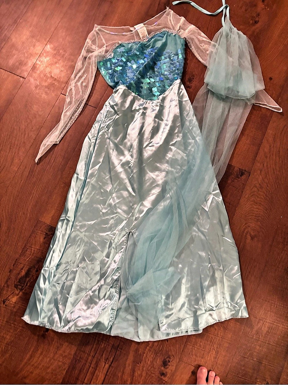 Disney Elsa Costume Dress Blue Silver Girls 5/6